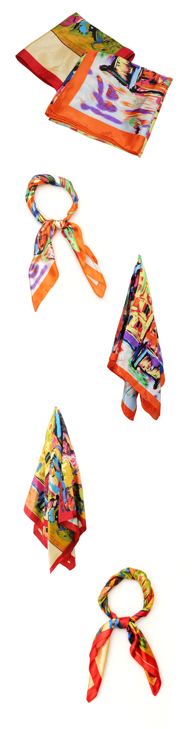 Square Satin Silk Scarves